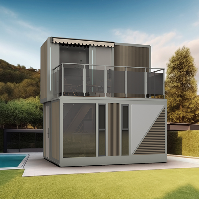 Double-layer two bedrooms vessel capsule house with balcony